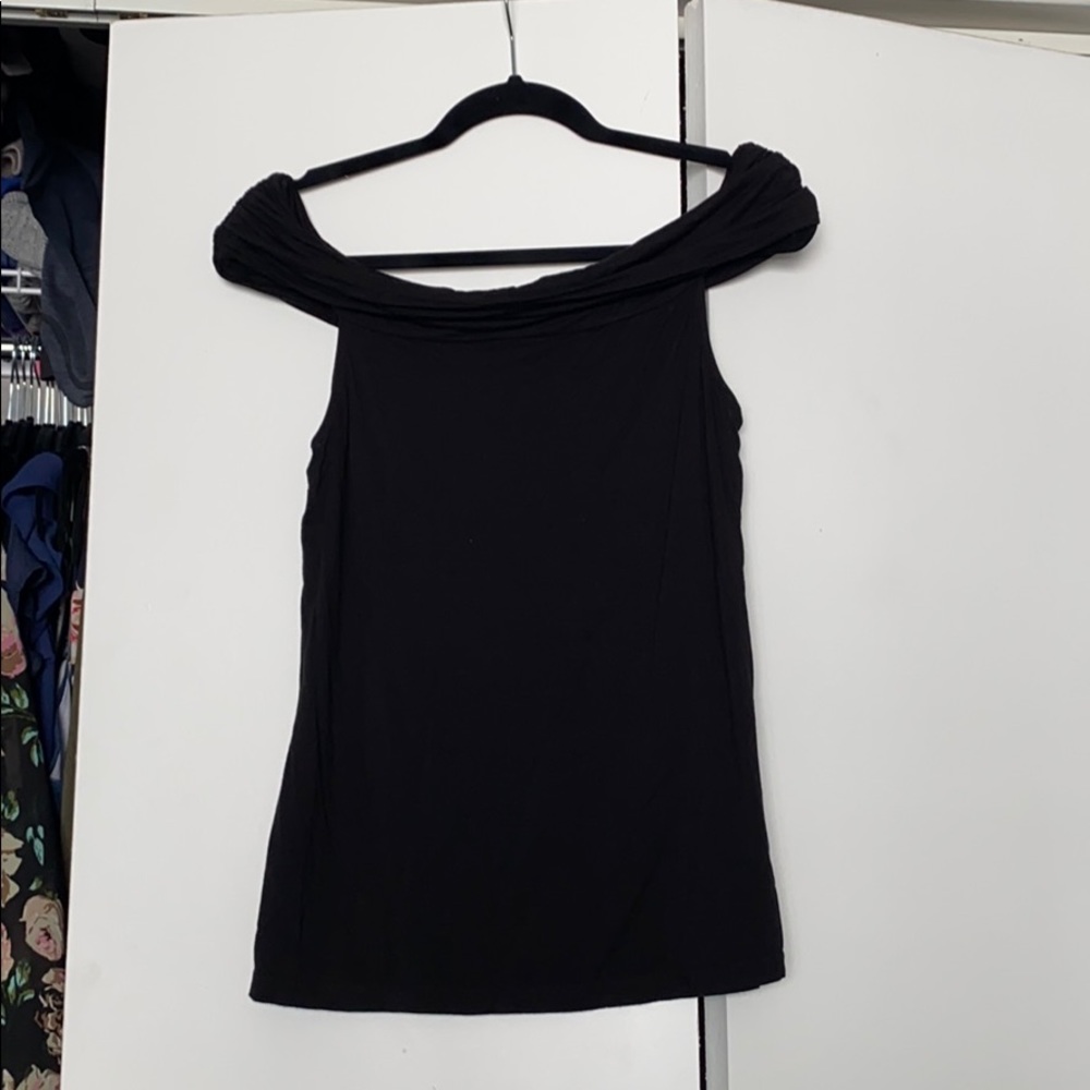 Blacked, ruched, off the shoulder top